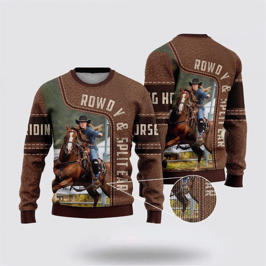 Riding Horse Ugly Christmas Sweater Custom Photo And Name For Men And Women, Farm Ugly Sweater, Christmas Fashion Winter