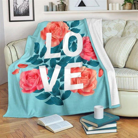 Rose Romantic Floral Blanket Flowers Love Valentine's Day Gift To Wife, Valentine Blanket