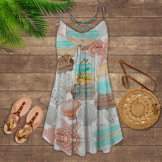 Sand Beach Relax Spaghetti Strap Summer Dress For Women On Beach Vacation, Hippie Dress, Hippie Beach Outfit