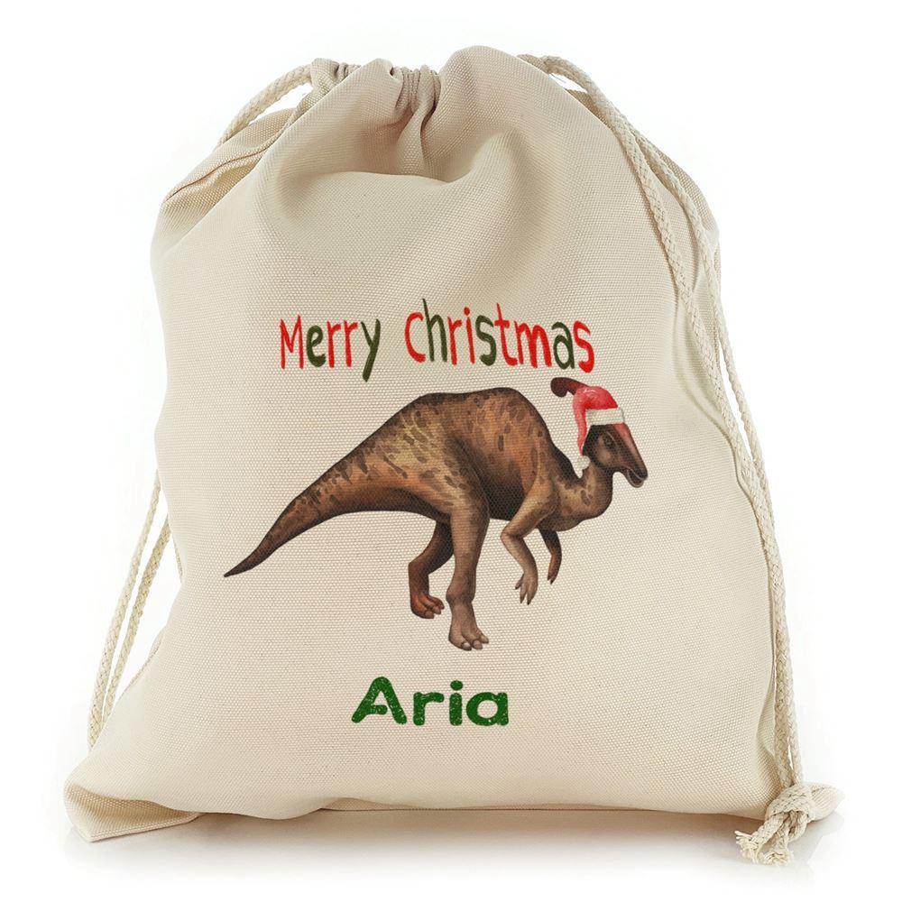 Santa Hat Parasaurolophus Christmas Sack, Christmas Bag Gift, Christmas Tree Decoration Ideas, Christmas Gift 2023