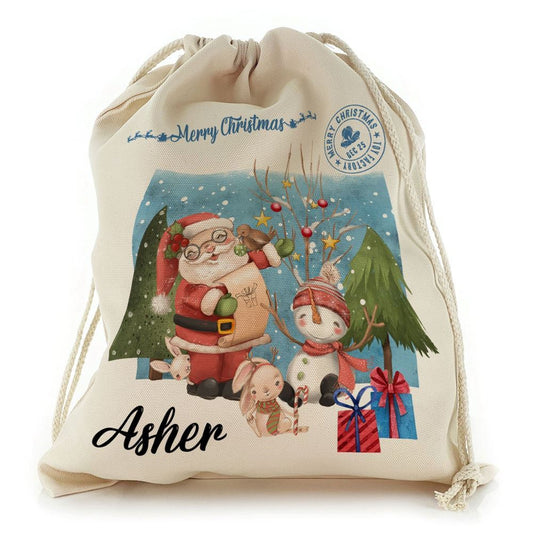 Santa and the Snowmen Christmas Sack, Christmas Bag Gift, Christmas Tree Decoration Ideas, Christmas Gift 2023