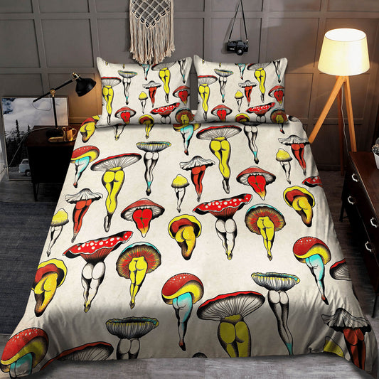 Sexy Hippie Mushroom Quilt Bedding Set, Boho Bedding Set, Soft Comfortable Quilt, Hippie Home Decor