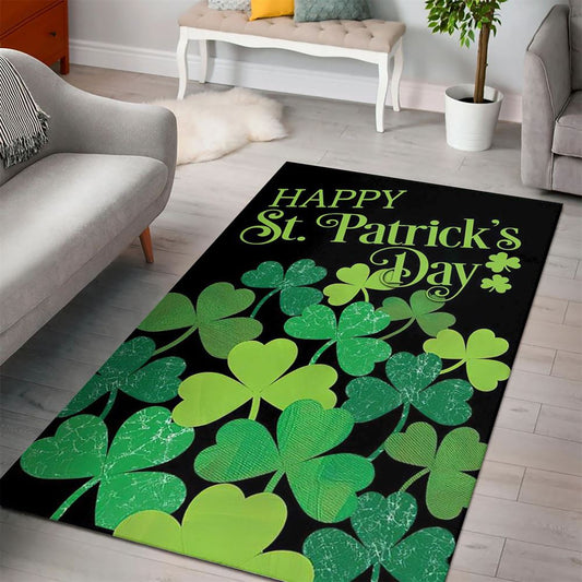 Shamrocks Clovers Rug, St Patrick's Day Rug, Clover Rug For Irish Decor, Green Rug