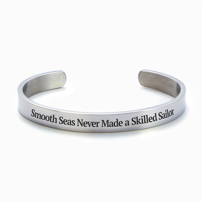 Smooth Seas Never Made A Skilled Sailor Personalized Cuff Bracelet, Christian Bracelet For Women, Bible Jewelry, Inspirational Gifts