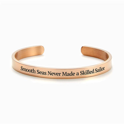 Smooth Seas Never Made A Skilled Sailor Personalized Cuff Bracelet, Christian Bracelet For Women, Bible Jewelry, Inspirational Gifts