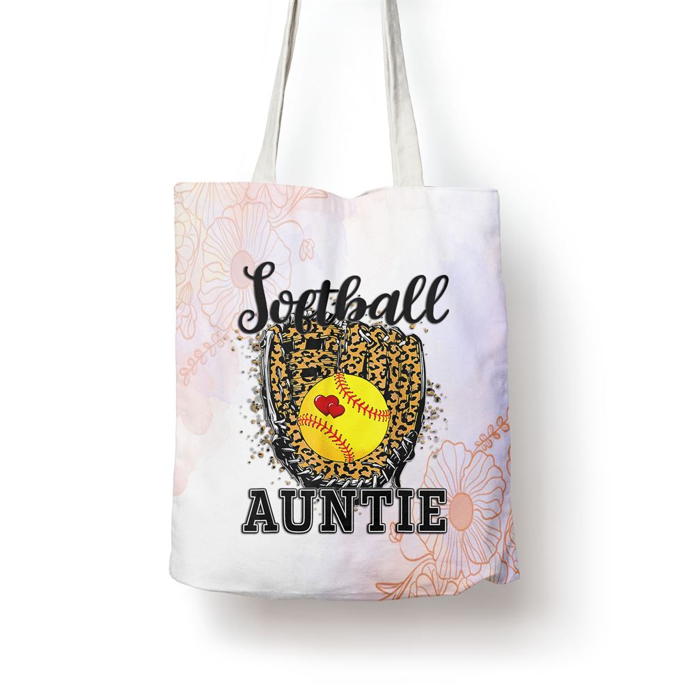Softball Auntie Leopard Game Day Aunt Mother Tote Bag, Mother's Day Tote Bag, Mother's Day Gift, Shopping Bag For Women