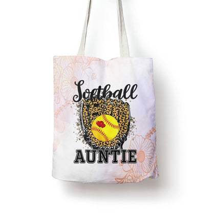 Softball Auntie Leopard Game Day Aunt Mother Tote Bag, Mother's Day Tote Bag, Mother's Day Gift, Shopping Bag For Women
