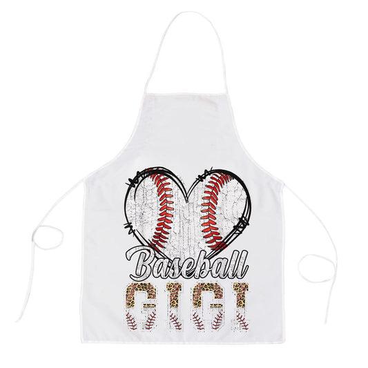 Softball Baseball Gigi Heart Leopard Print Mothers Day Apron, Mother's Day Apron, Funny Cooking Apron For Mom