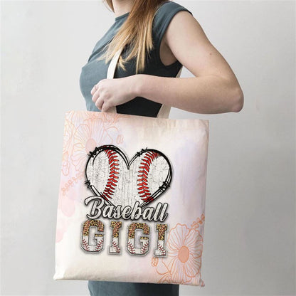 Softball Baseball Gigi Heart Leopard Print Mothers Day Tote Bag, Mother's Day Tote Bag, Mother's Day Gift, Shopping Bag For Women