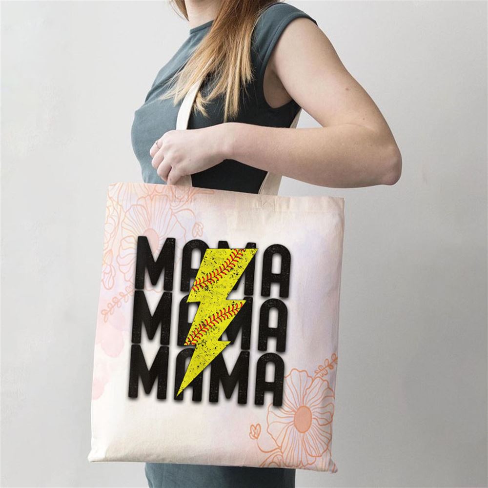 Softball Mama Lighting Softball Mothers Day Tote Bag, Mother's Day Tote Bag, Mother's Day Gift, Shopping Bag For Women