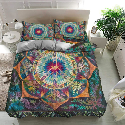 Spirit Of Freedom And Peace Quilt Bedding Set, Boho Bedding Set, Soft Comfortable Quilt, Hippie Home Decor