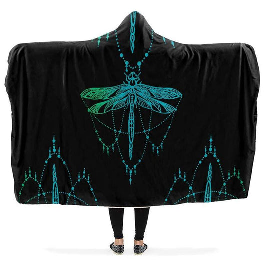 Spiritual Dragonflies Hooded Blanket, Hippie Hooded Blanket, In Style Mandala, Hippie, Cozy Vibes, Mandala Gift