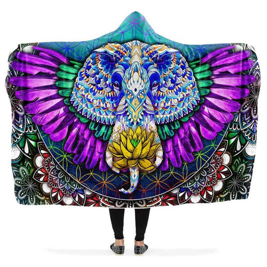 Spiritual Elephant Hooded Blanket, Hippie Hooded Blanket, In Style Mandala, Hippie, Cozy Vibes, Mandala Gift