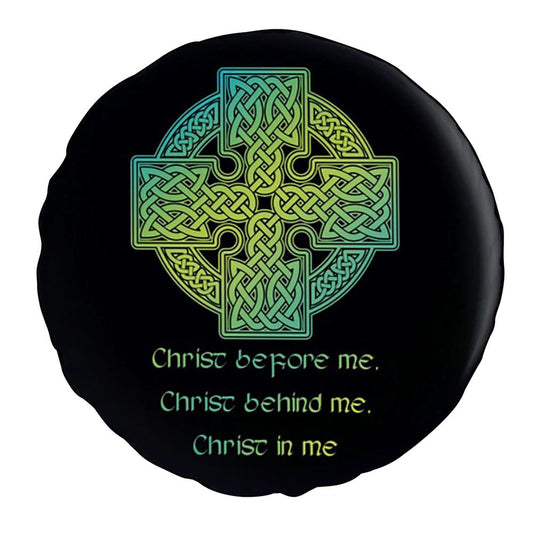 St Patrick Quote With Irish Cross Car Tire Cover, St Patrick's Day Car Tire Cover, Shamrock Spare Tire Cover Wrangler