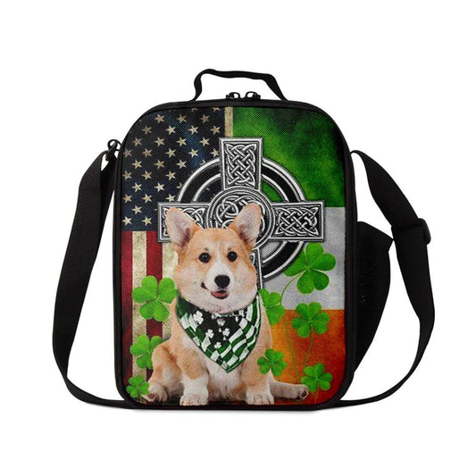 St Patrick'S Day Corgi Irish Cross Lunch Bag, St Patrick's Day Lunch Box, St Patrick's Day Gift