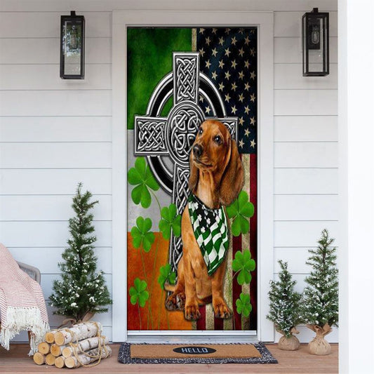 St Patrick'S Day Dachshund Irish Cross Door Cover, St Patrick's Day Door Cover, St Patrick's Day Door Decor, Irish Decor