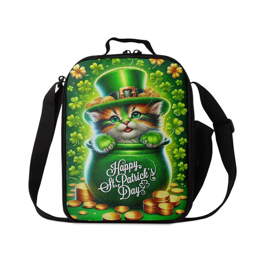 St Patrick's Day Cat Lunch Bag, Cat Inside The Money Jar, St Patrick's Day Lunch Box, St Patrick's Day Gift