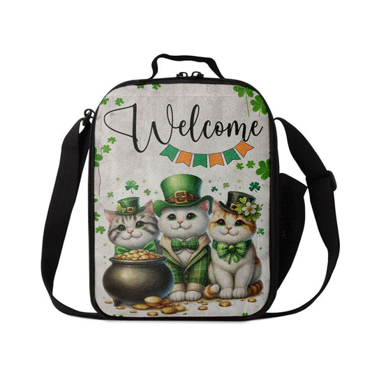 St Patrick's Day Cat Lunch Bag, Welcome Cat Clovers, St Patrick's Day Lunch Box, St Patrick's Day Gift
