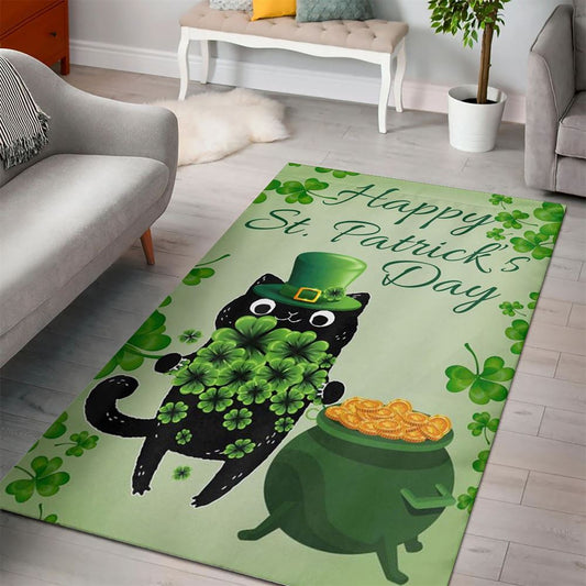 St Patrick's Day Cat Rug, Hold The Clovers, St Patrick's Day Rug, Clover Rug For Irish Decor, Green Rug
