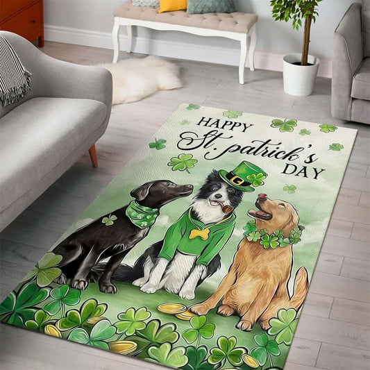 St Patrick's Day Dog Rug, Gift For Dog Lover, St Patrick's Day Rug, Clover Rug For Irish Decor, Green Rug