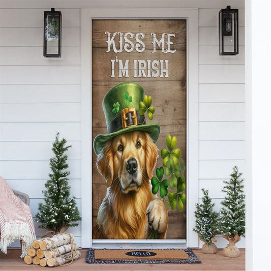 St Patrick's Day Golden Retriever Door Cover, Kiss Me I'm Irish, St Patrick's Day Door Cover, St Patrick's Day Door Decor, Irish Decor