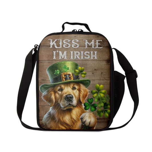 St Patrick's Day Golden Retriever Lunch Bag, Kiss Me I'm Irish, St Patrick's Day Lunch Box, St Patrick's Day Gift