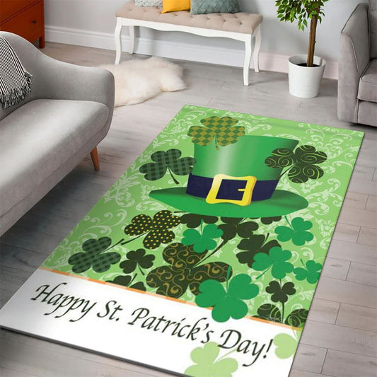 St Patrick's Day Irish Hat Rug, St Patrick's Day Rug, Clover Rug For Irish Decor, Green Rug