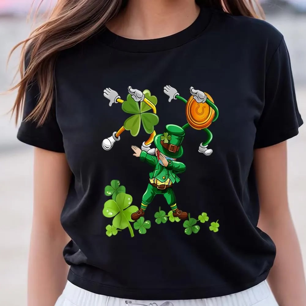 St Patricks Day Dabbing-Leprechaun Mask Shamrock T-Shirt, St Patrick's Day T shirt, St Paddys Day T Shirt, Shamrock Tee