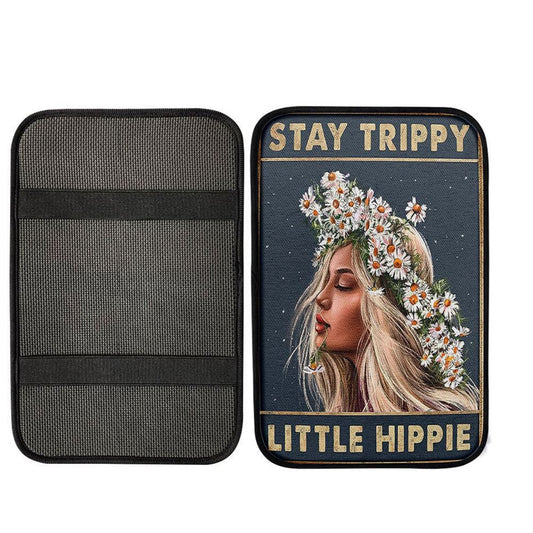 Stay Trippy Little Hippie Daisy Flower Center Console Armrest Pad , Trippy Wall Armrest Seat Box Cover