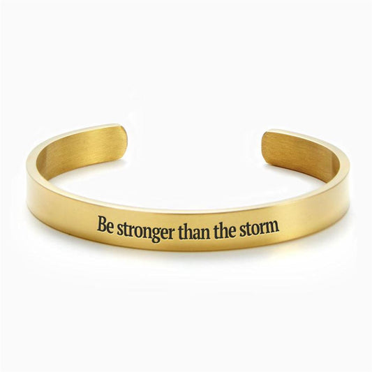 Stronger Than The Storm Personalized Cuff Bracelet, Christian Bracelet For Women, Bible Jewelry, Inspirational Gifts