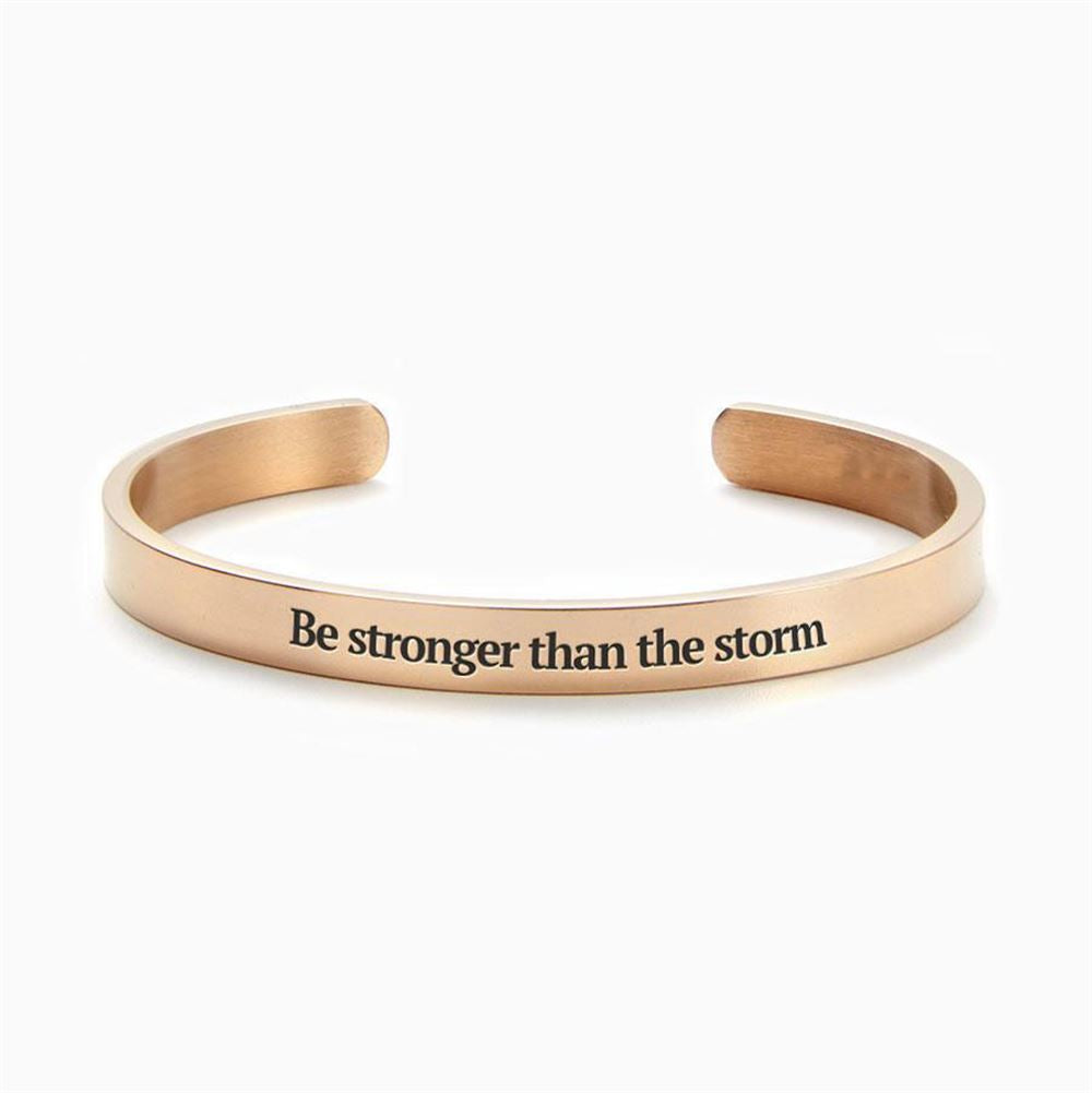 Stronger Than The Storm Personalized Cuff Bracelet, Christian Bracelet For Women, Bible Jewelry, Inspirational Gifts