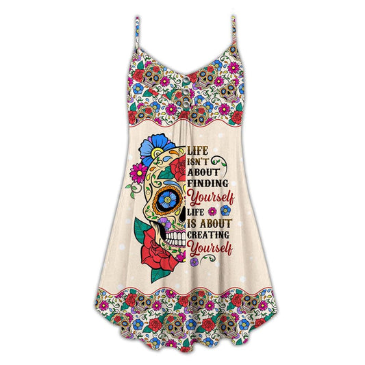 Sugar Skull Life Is Not About Finding Yourself Spaghetti Strap Summer Dress For Women On Beach Vacation, Hippie Dress, Hippie Beach Outfit