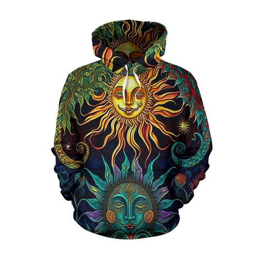 Sun And Moon Vines All Over Print 3D Hoodie For Men And Women, Hippie Outfit Ideas, Costume Hippie