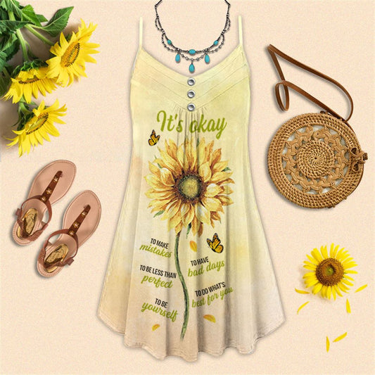 Sunflower Advice Spaghetti Strap Summer Dress For Women On Beach Vacation, Hippie Dress, Hippie Beach Outfit