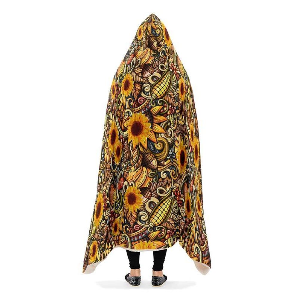 Sunflower Hippie Hooded Blanket, Hippie Hooded Blanket, In Style Mandala, Hippie, Cozy Vibes, Mandala Gift