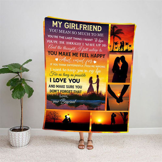 Sunset Couple My Girlfriend You Mean So Much Love Quote Gift For Valentine, Valentine Blanket