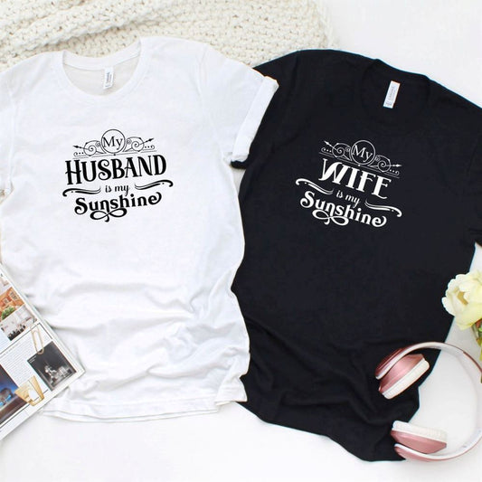 Sunshine My Husband - Wife Outfit Set For Couples, Couple T Shirts, Valentine T-Shirt, Valentine Day Gift
