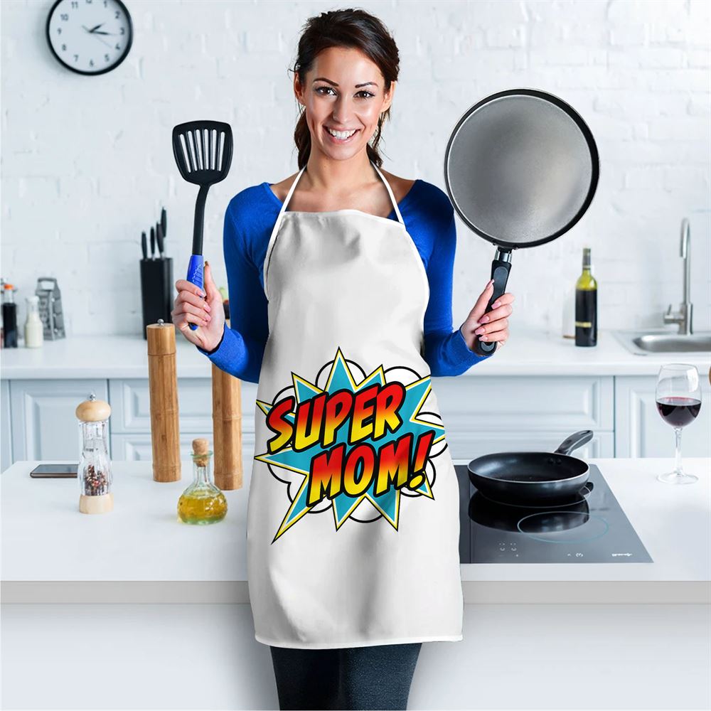 Super Mom Comic Book Superhero Mothers Day Apron, Mother's Day Apron, Funny Cooking Apron For Mom