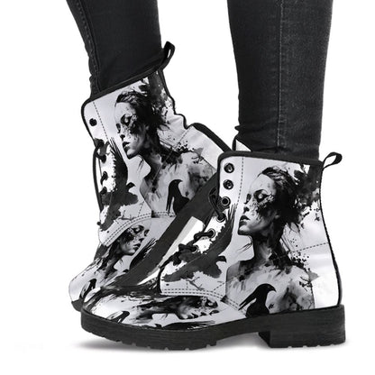 Tato Art Leather Boots For Men And Women, Gift For Hippie Lovers, Hippie Boots, Lace Up Boots