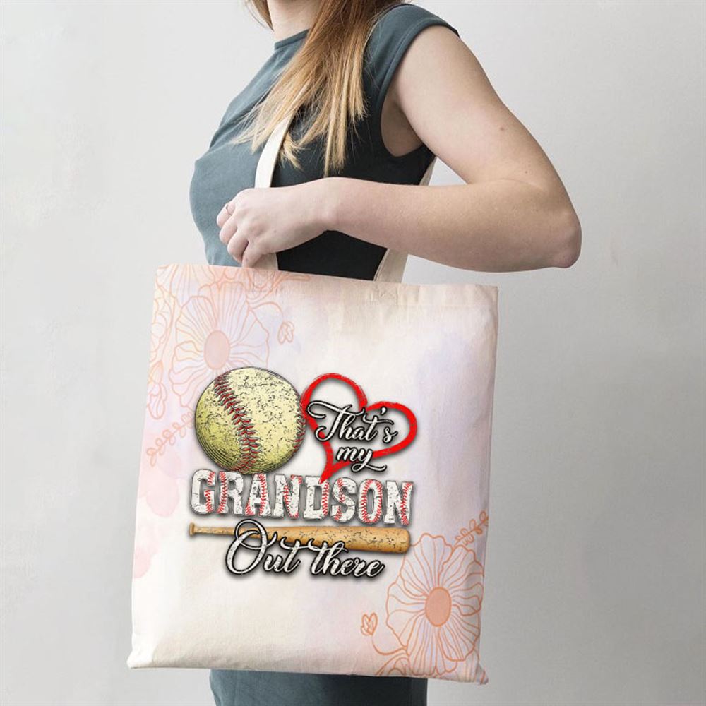 Thats My Grandson Out There Baseball Grandma Mothers Day Tote Bag, Mother's Day Tote Bag, Mother's Day Gift, Shopping Bag For Women
