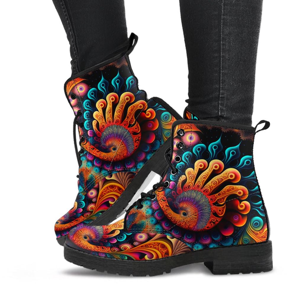 The Awakening Leather Boots For Men And Women, Gift For Hippie Lovers, Hippie Boots, Lace Up Boots