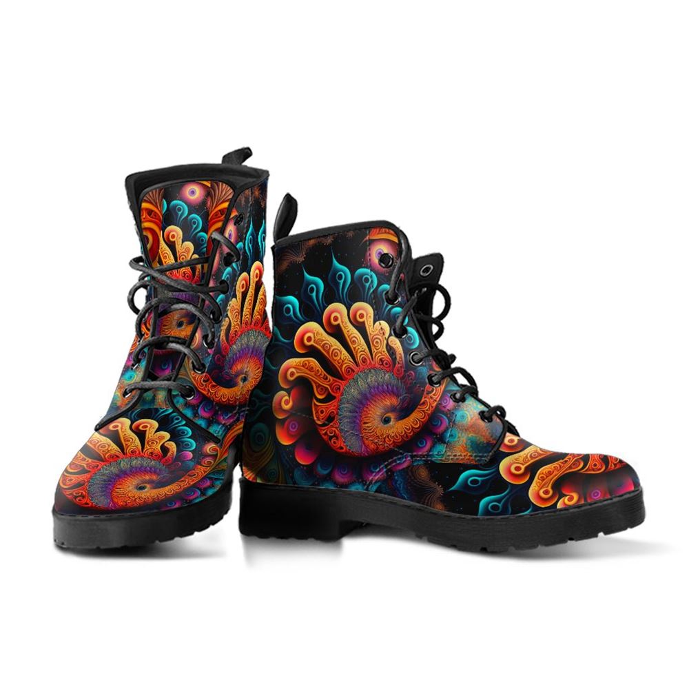 The Awakening Leather Boots For Men And Women, Gift For Hippie Lovers, Hippie Boots, Lace Up Boots