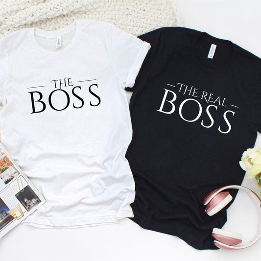 The Boss & The Real Boss - Perfect Couples Matching Outfits Set For Couples, Couple T Shirts, Valentine T-Shirt, Valentine Day Gift