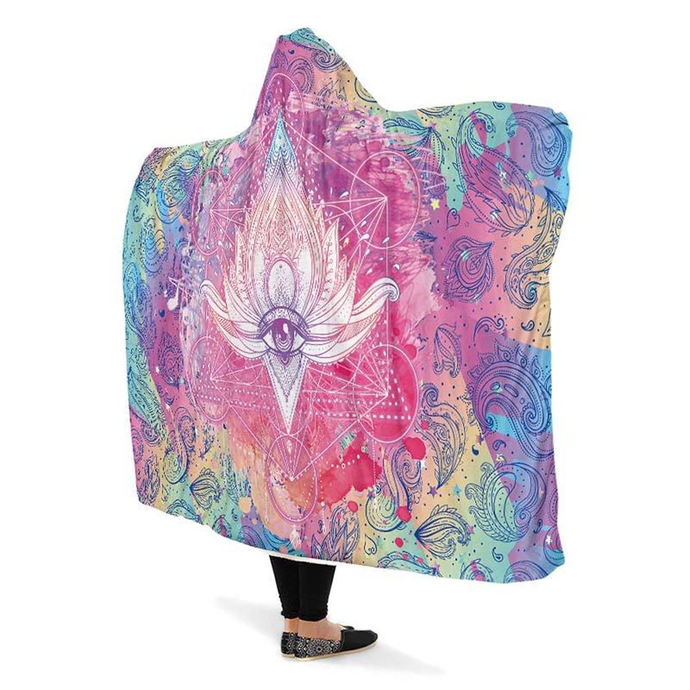 The Eye Watercolor Hooded Blanket, Hippie Hooded Blanket, In Style Mandala, Hippie, Cozy Vibes, Mandala Gift