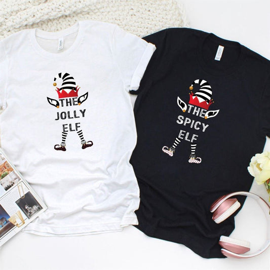 The Spicy Elf & The Jolly Elf Matching Outfits For Couples, Couple T Shirts, Valentine T-Shirt, Valentine Day Gift