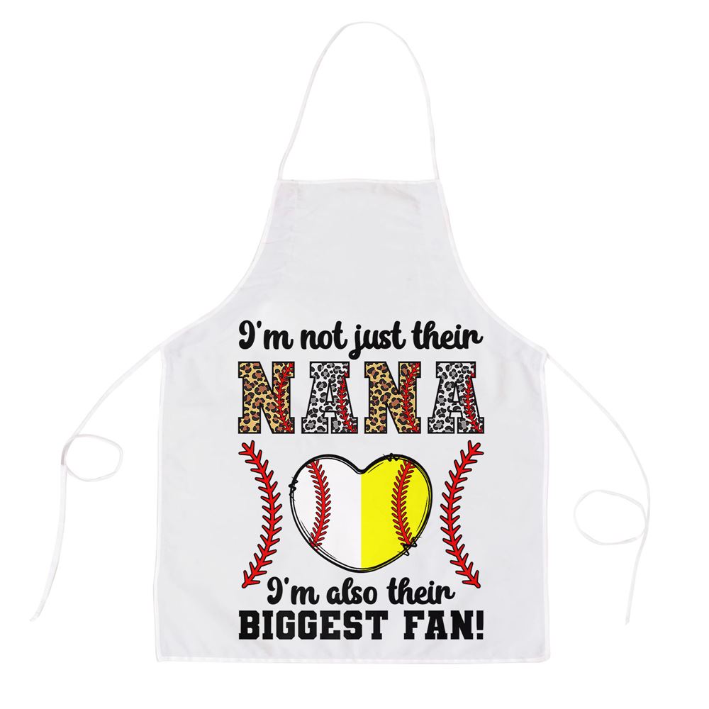 Their Biggest Fan Nana Softball Baseball Nana Grandma Premium Apron, Mother's Day Apron, Funny Cooking Apron For Mom