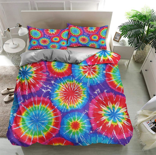 Tie Dye Highlight Quilt Bedding Set, Boho Bedding Set, Soft Comfortable Quilt, Hippie Home Decor