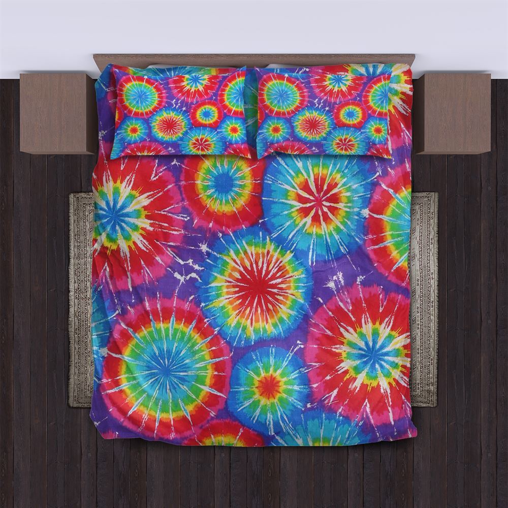 Tie Dye Highlight Quilt Bedding Set, Boho Bedding Set, Soft Comfortable Quilt, Hippie Home Decor