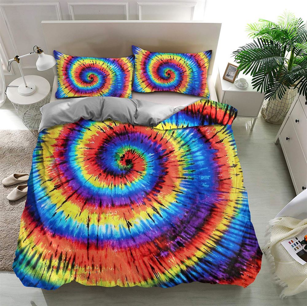 Tie Dye Hippie Quilt Bedding Set, Boho Bedding Set, Soft Comfortable Quilt, Hippie Home Decor