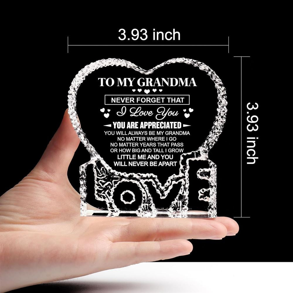 To My Grandma, You Will Always Be My Grandma Heart Crystal, Mother's Day Heart Crystal, Gift For Her, Anniversary Gift